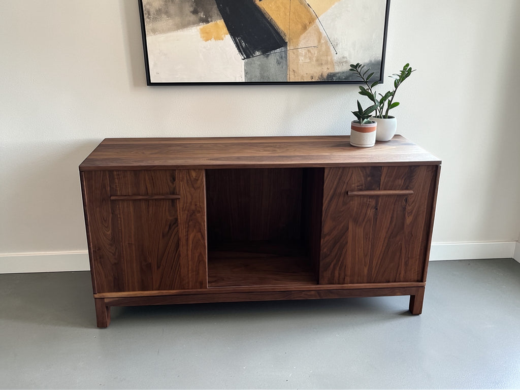 Black Walnut Console Table | Solid Wood Console Table | Walnut Record Player Stand