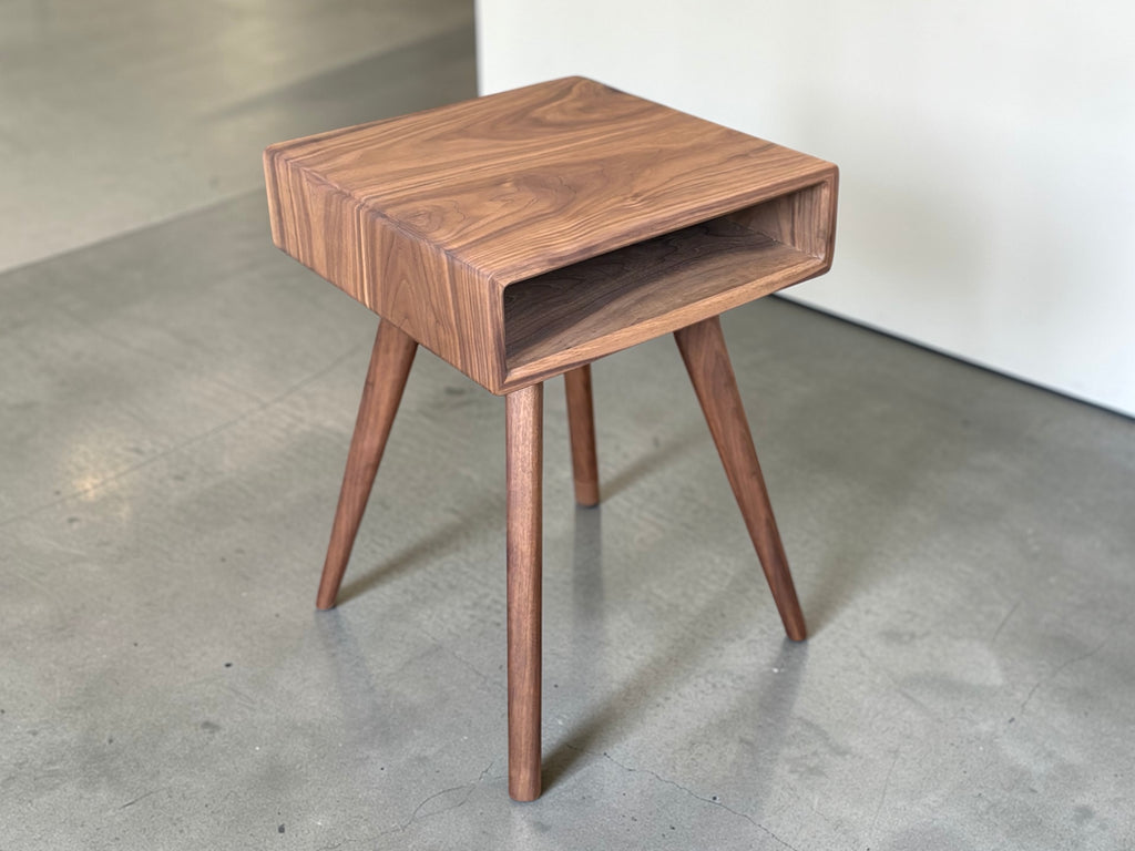 Solid Black Walnut End Table | Mid Century Modern Night Stand | All Wood Joinery High End Table