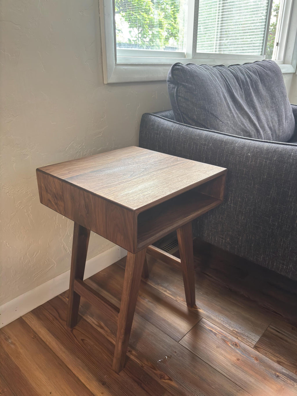 Solid Black Walnut End Table | Mid Century Modern Night Stand | All Wood Joinery High End Table