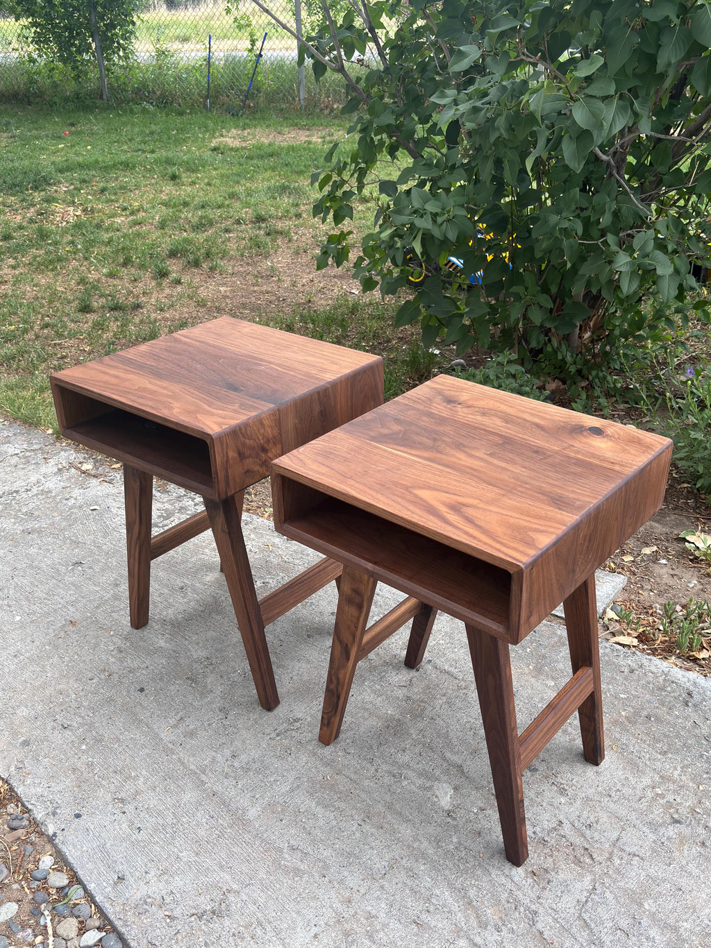 Solid Black Walnut End Table | Mid Century Modern Night Stand | All Wood Joinery High End Table