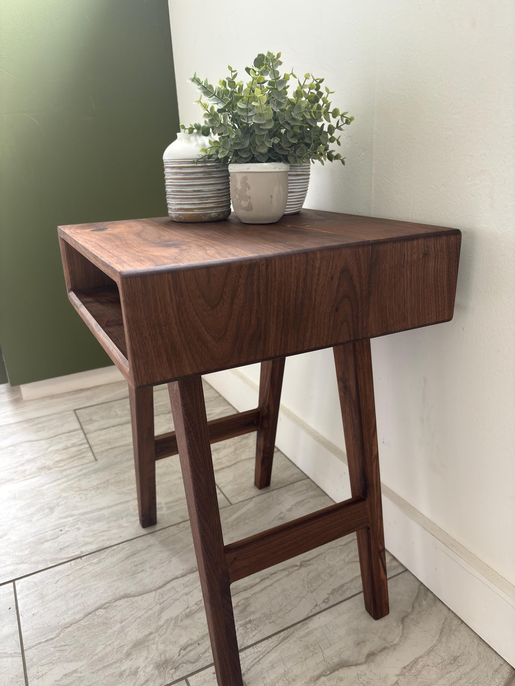 Solid Black Walnut End Table | Mid Century Modern Night Stand | All Wood Joinery High End Table