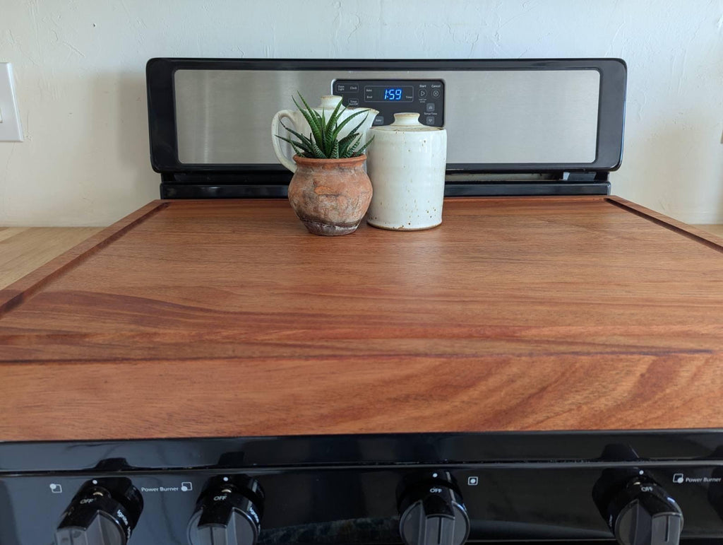 Mahogany Stove Cover | Stove Cover Cutting Board and Tray | Black Walnut Noodle Board