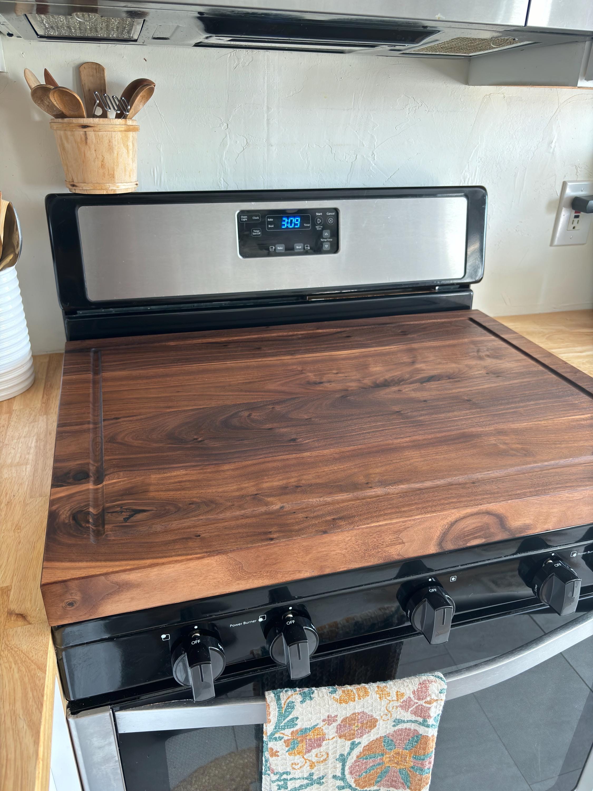 Black Walnut Stove Cover| Solid Wood Noodle Board | Cutting Board Stove Cover | Large Noodle Board