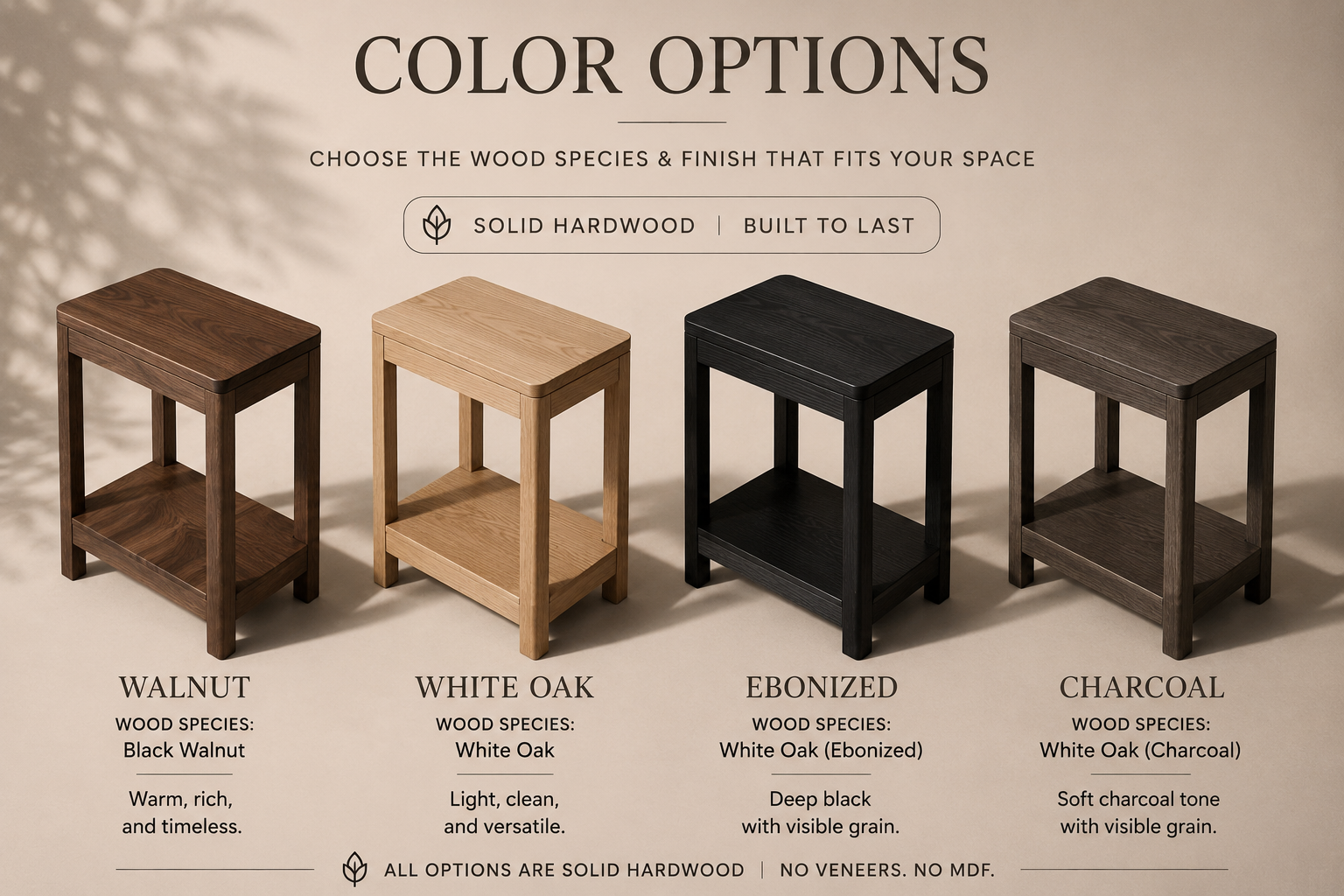 Sopris Side Table | Solid Wood Modern Accent Table – Handcrafted in Colorado