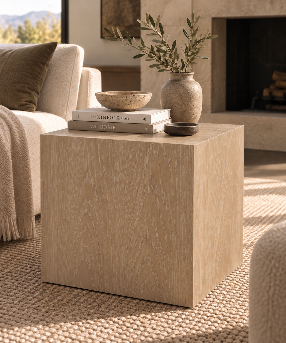 Breck Cube Side Table | Solid Black Walnut End Table | Modern Japandi Accent Table