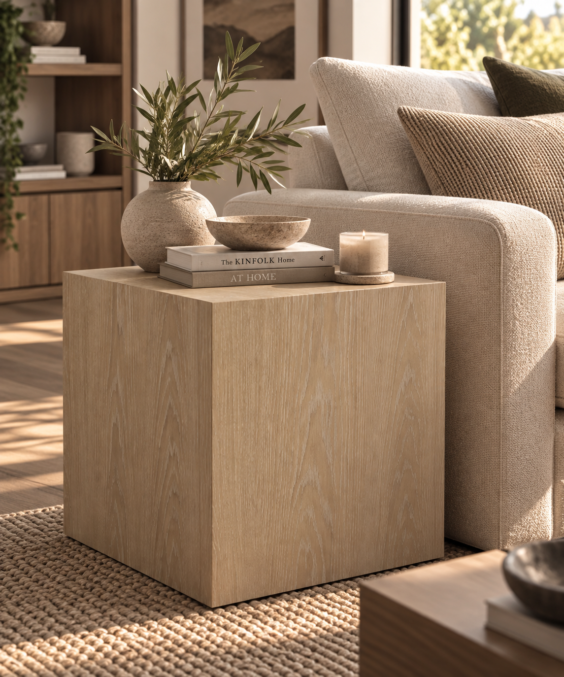 Breck Cube Side Table | Solid Black Walnut End Table | Modern Japandi Accent Table