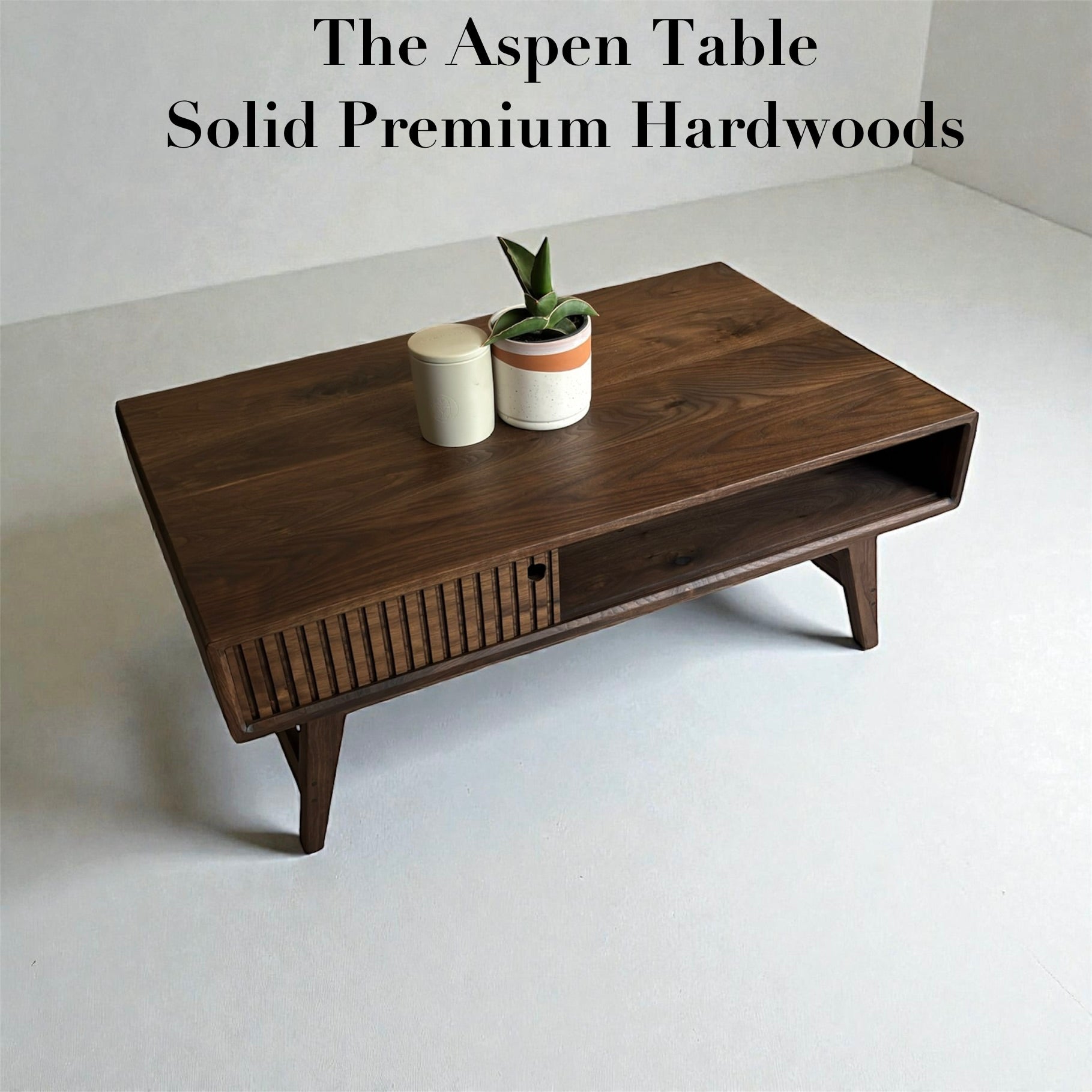 The Aspen Table — Solid Black Walnut Coffee Table, Sculptural Modern Heirloom