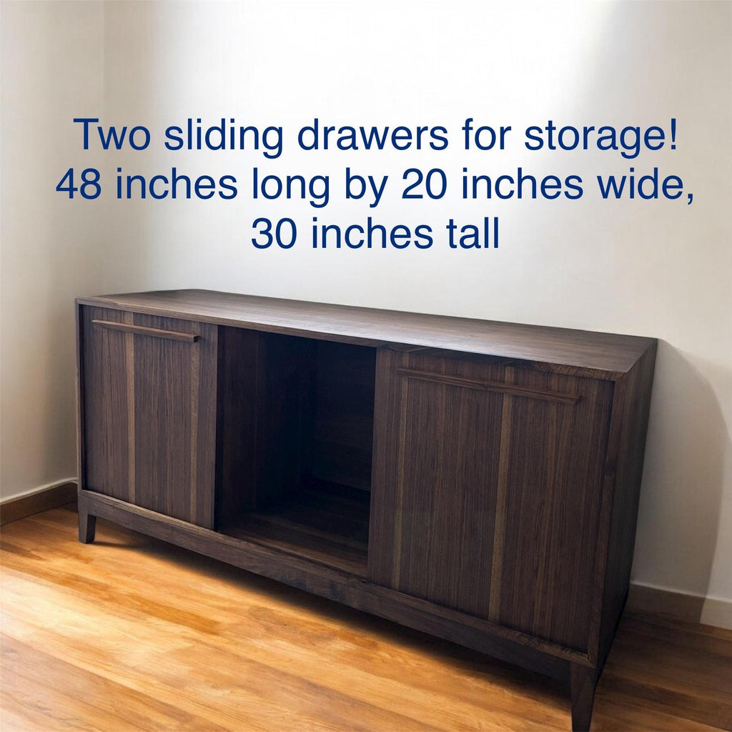 Black Walnut Console Table | Solid Wood Console Table | Walnut Record Player Stand