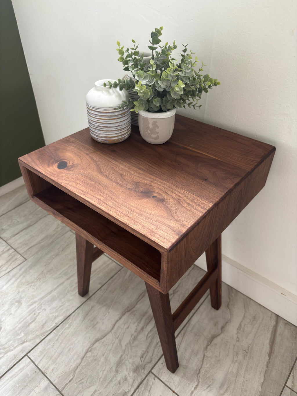 Solid Black Walnut End Table | Mid Century Modern Night Stand | All Wood Joinery High End Table