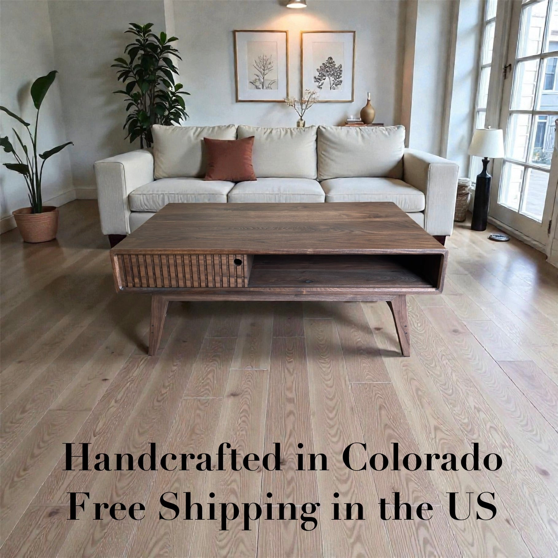 The Aspen Table — Solid Black Walnut Coffee Table, Sculptural Modern Heirloom