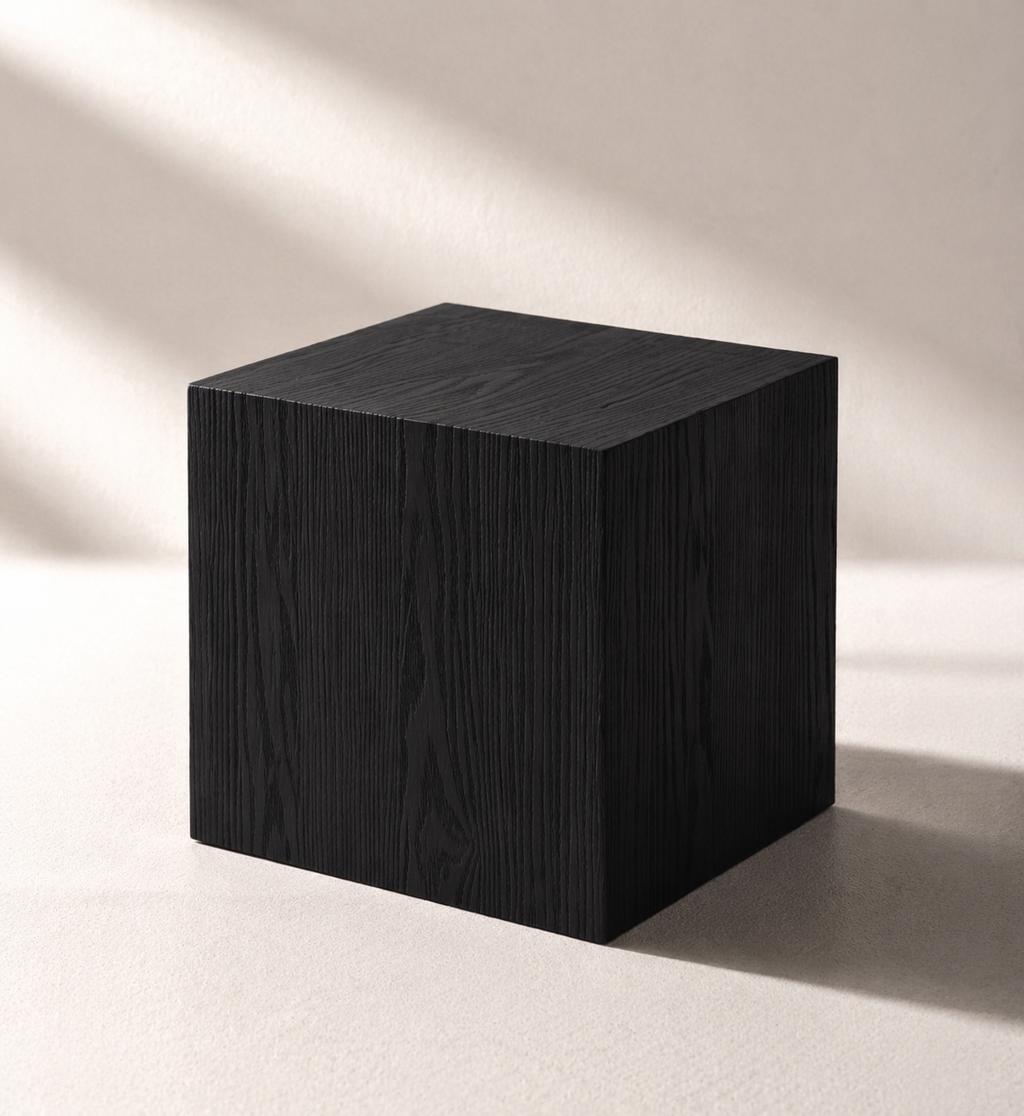 Breck Cube Side Table | Solid Black Walnut End Table | Modern Japandi Accent Table