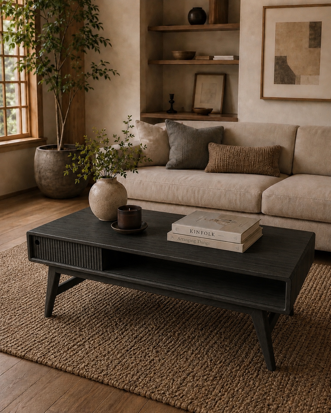 The Aspen Table — Solid Black Walnut Coffee Table, Sculptural Modern Heirloom