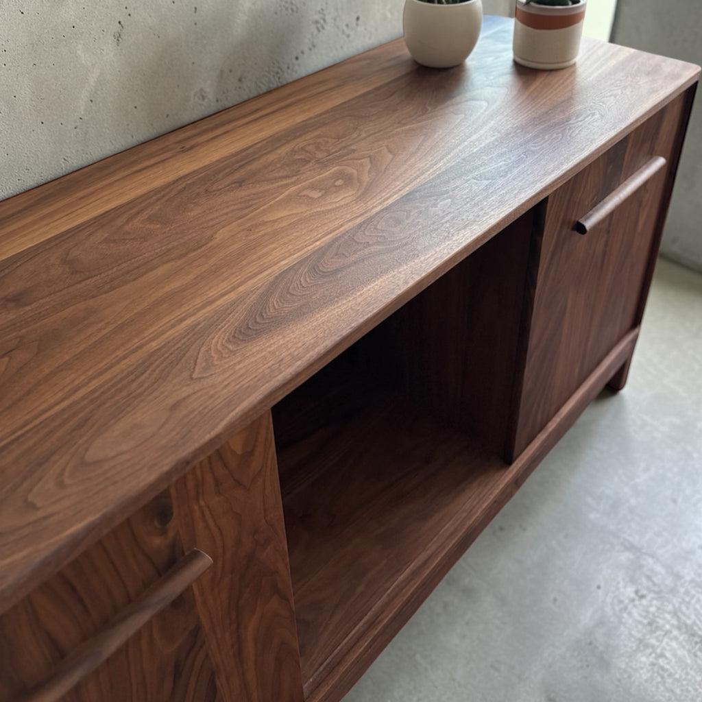 Black Walnut Console Table | Solid Wood Console Table | Walnut Record Player Stand
