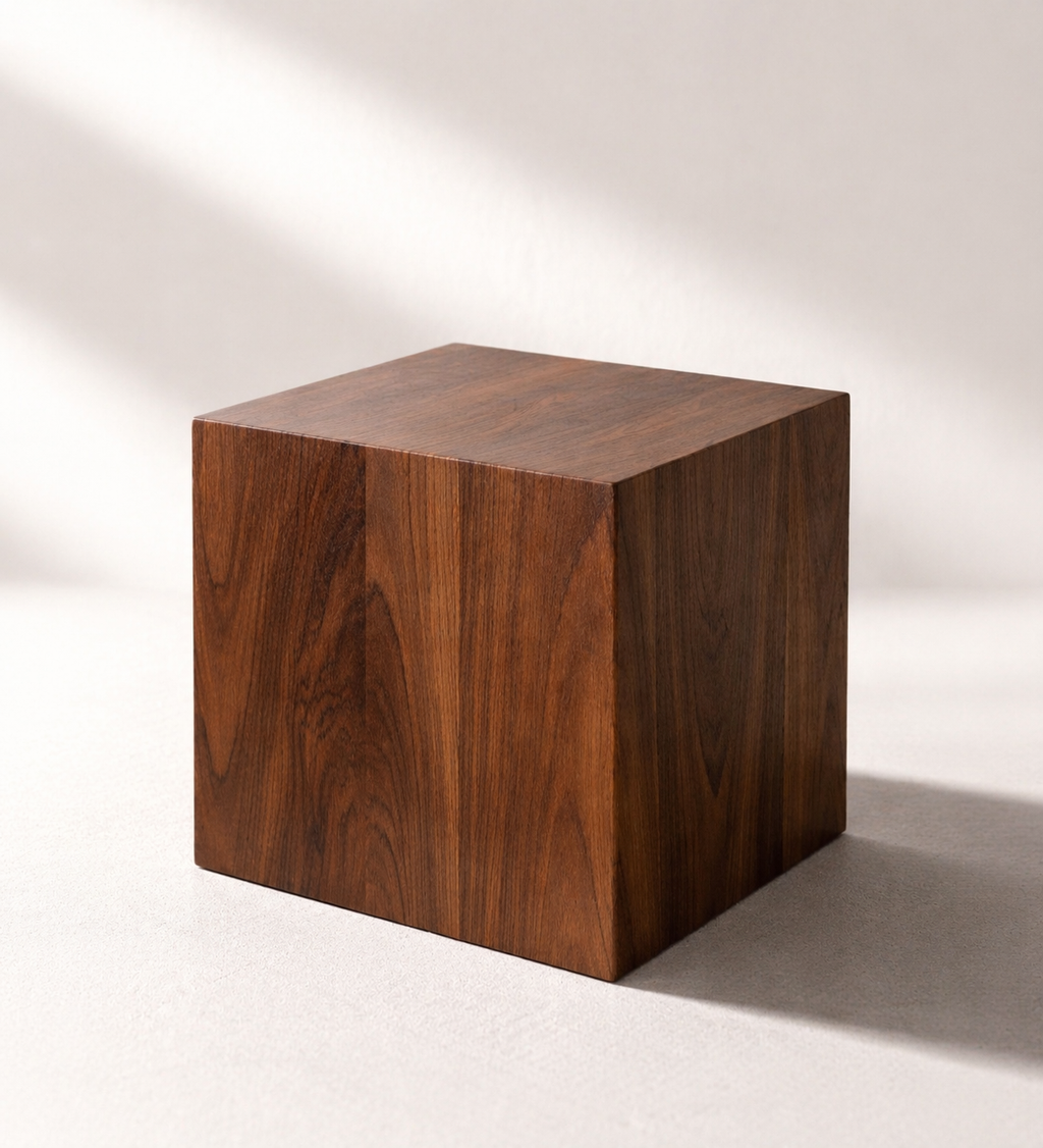 Breck Cube Side Table | Solid Black Walnut End Table | Modern Japandi Accent Table