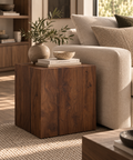Breck Cube Side Table | Solid Black Walnut End Table | Modern Japandi Accent Table