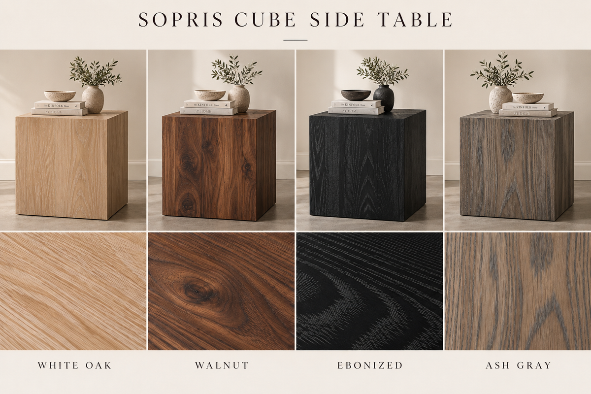 Breck Cube Side Table | Solid Black Walnut End Table | Modern Japandi Accent Table