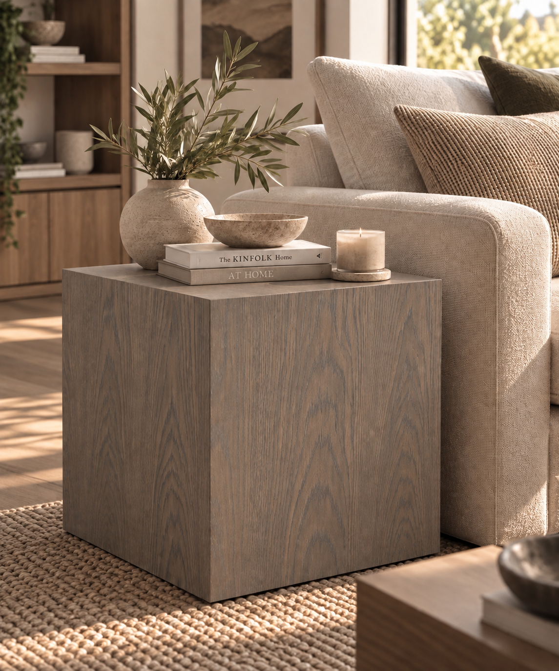 Breck Cube Side Table | Solid Black Walnut End Table | Modern Japandi Accent Table