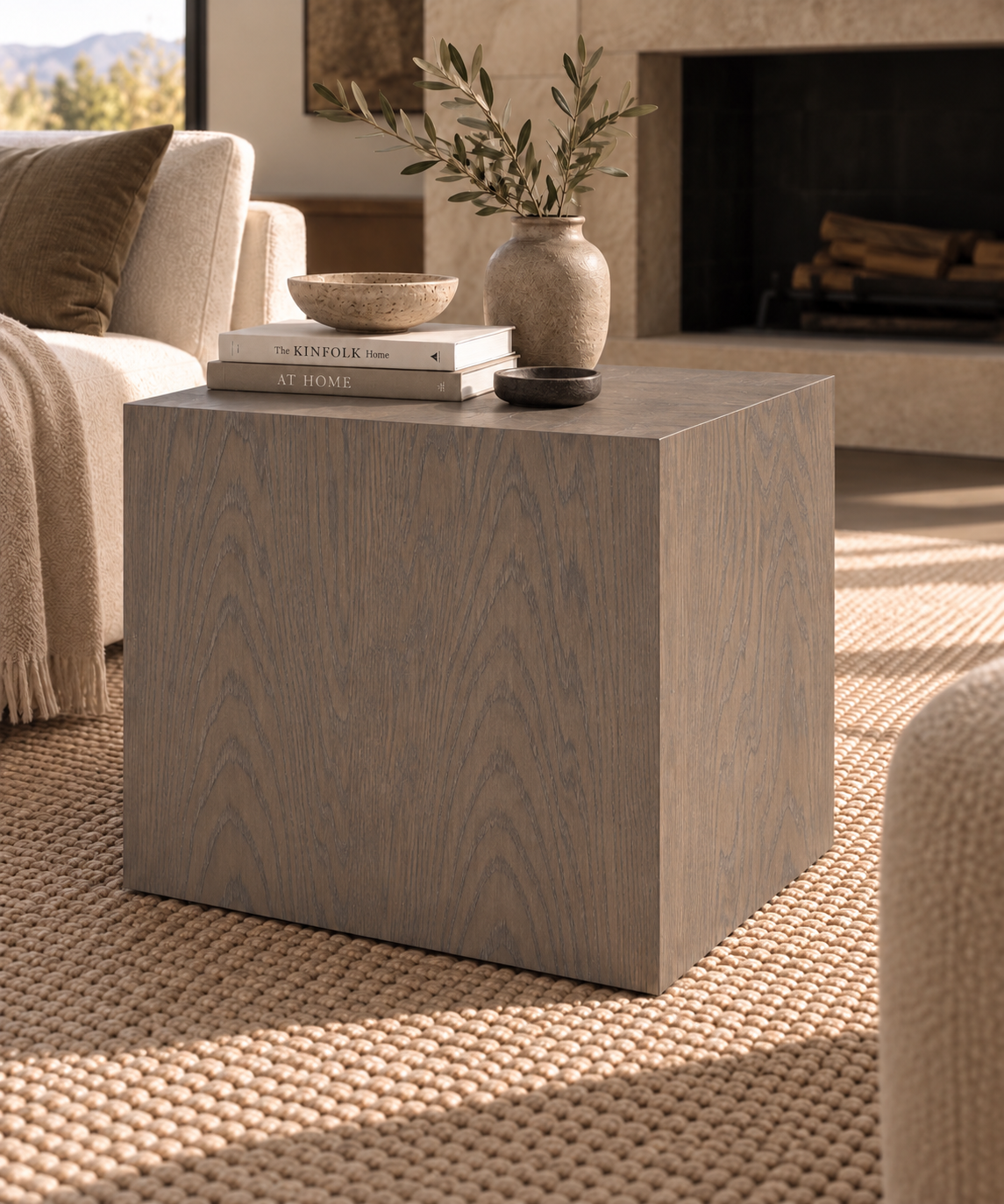 Breck Cube Side Table | Solid Black Walnut End Table | Modern Japandi Accent Table