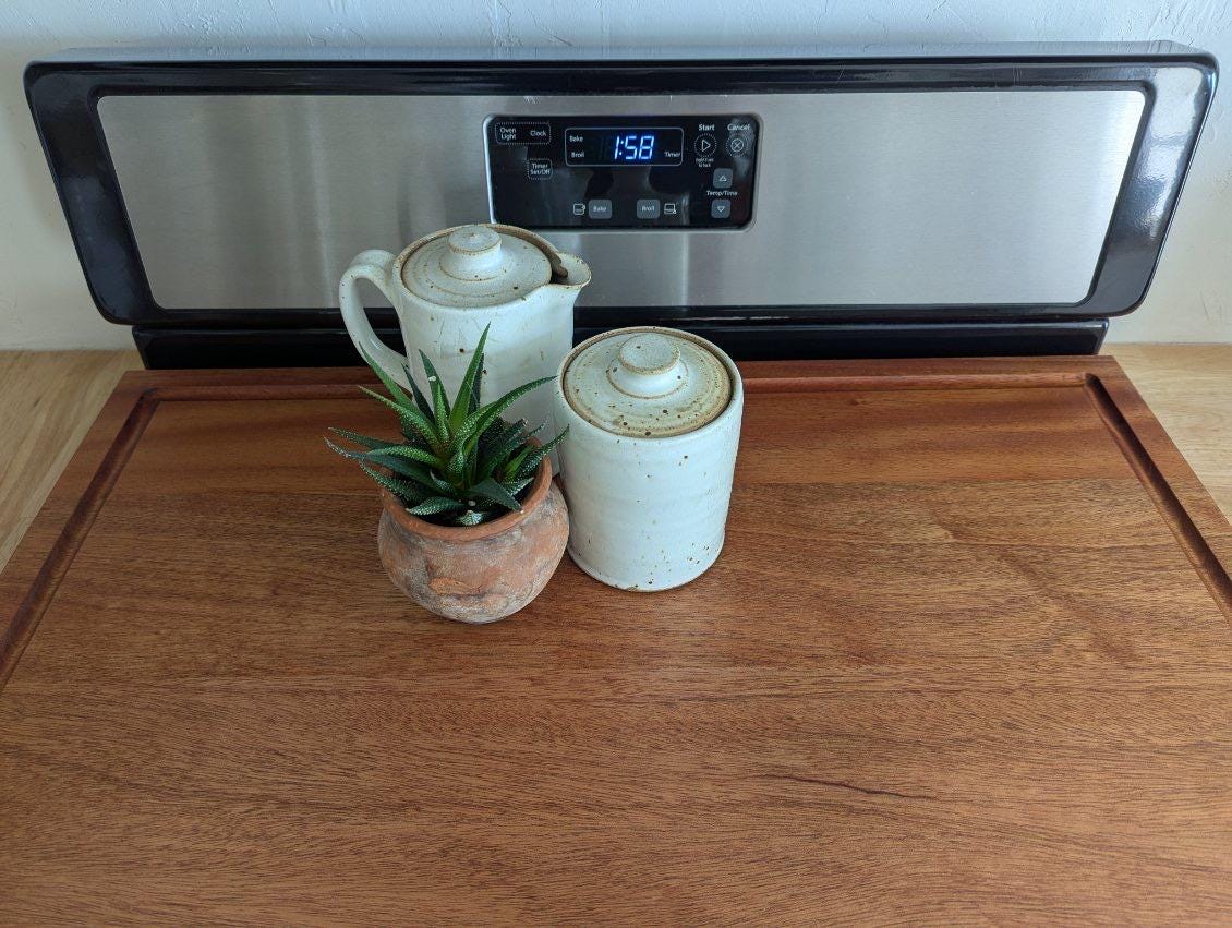 Mahogany Stove Cover | Stove Cover Cutting Board and Tray | Black Walnut Noodle Board