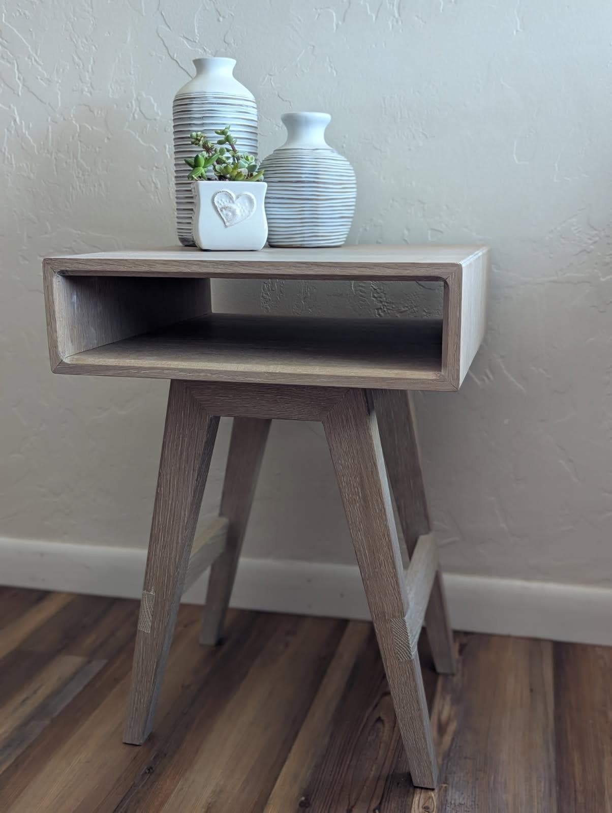 Solid Black Walnut End Table | Mid Century Modern Night Stand | All Wood Joinery High End Table