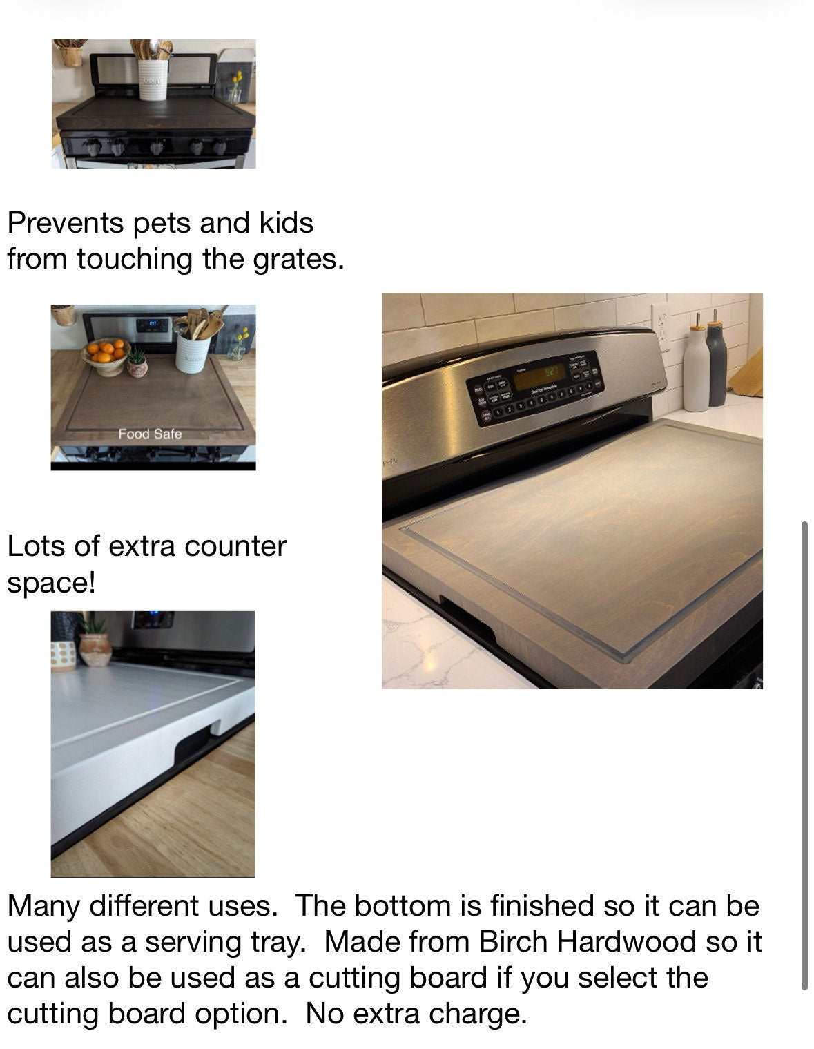 Black Walnut Stove Top Cover | Solid Wood Noodle Board and Tray | Black Walnut Stove Cover | Cutting Board for Stove